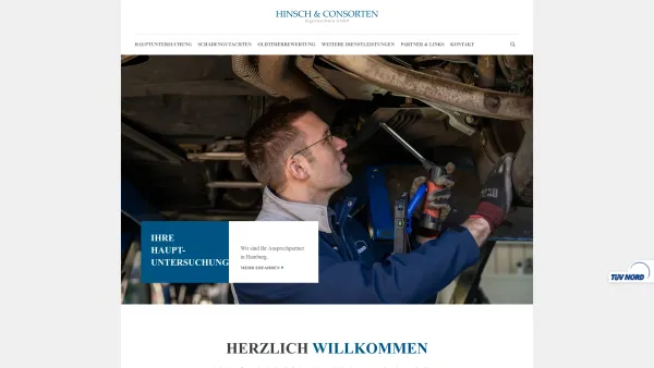 Website Screenshot: GTÜ Hamburg Hinsch und Consorten KFZ Sachverständige. Wir erledigen utneranderem die Hauptuntersuchung HU für ihr Auto. Auch ohne - Home - Hinsch & Consorten - Date: 2023-06-16 10:10:38
