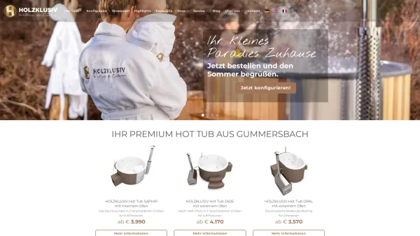 Website Screenshot: Holzklusiv GmbH - Hot Tub Badefass - exklusive Holzerlebnisse für zu hause - Date: 2023-06-20 10:41:25