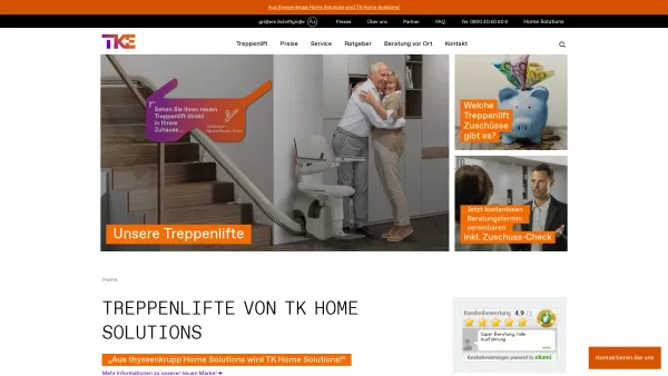 Website Screenshot: TK Home Solutions N.V. - Ihr Treppenlift von TK Home Solutions ✔ Jetzt € 4.000,- Zuschuss sichern - Date: 2023-06-20 10:41:25