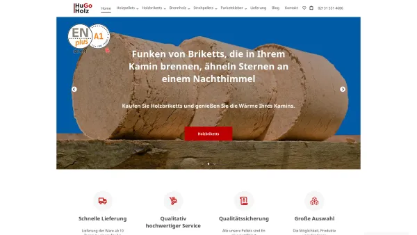 Website Screenshot: HuGo Holz GmbH - ➤ HuGo Holz – Brennholz, Pellets und Holzbriketts online kaufen - Date: 2023-06-20 10:41:25