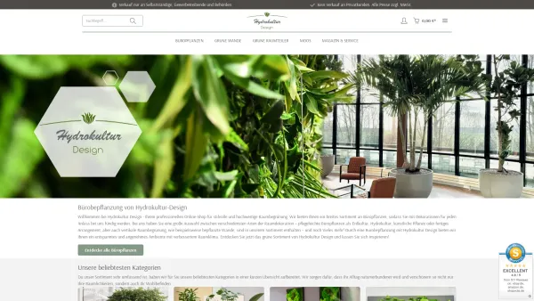 Website Screenshot: Hydrokultur Design GmbH - Hydrokultur Design Shop | Hochwertige Bürobegrünung - Date: 2023-06-20 10:41:25