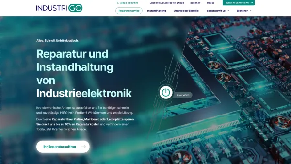 Website Screenshot: INDUSTRIGO PLATINEN REPARATURSERVICE - INDUSTRIGO - Hardware- und Industrieelektronik-Reparatur Berlin - Date: 2023-06-20 10:41:25