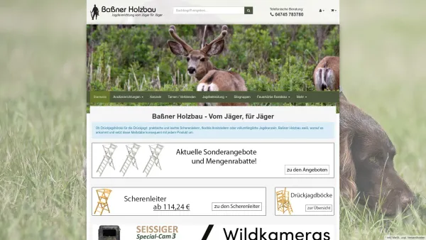 Website Screenshot: Baßner Holzbau - Jagdeinrichtungen im Onlineshop - Kanzeln und Ansitzeinrichtung - Date: 2023-06-20 10:41:28