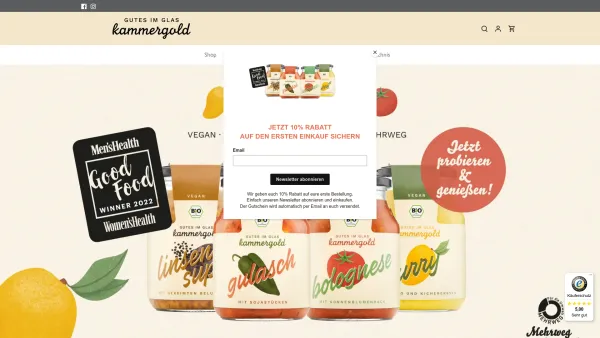 Website Screenshot: KAMMERGOLD Food GmbH - Kammergold » Vegane Fertiggerichte online bestellen ✓ - Date: 2023-06-20 10:41:28