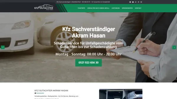 Website Screenshot: Kfz Gutachter Akram - Kfz Gutachter Bielefeld | Kfz Sachverständiger Akram Hasan - Date: 2023-06-20 10:41:28