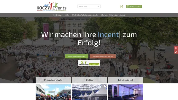 Website Screenshot: Koczy Events e.K. - Eventmodule, Zelte, Mietmöbel mieten bei Koczy Events in Dorsten - Date: 2023-06-20 10:41:28