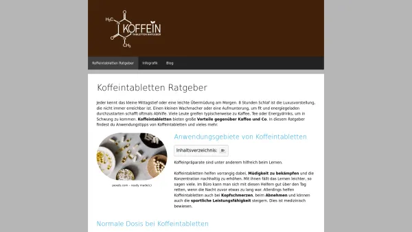 Website Screenshot: Koffeintabletten-Ratgeber - ? Koffeintabletten Ratgeber ᐅ Für den Sport ᐅ Zum Abnehmen ᐅ Infos - Date: 2023-06-20 10:41:28