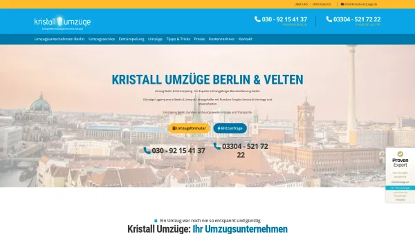 Website Screenshot: Kristall Umzüge in Berlin - Kristall Umzüge | günstiges Umzugsunternehmen Berlin - Date: 2023-06-16 10:10:41