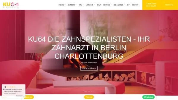 Website Screenshot: KU64 Zahnarzt Berlin Zahnärzte Dr. Ziegler & Partner - Zahnarzt Berlin Charlottenburg KU64 - Die Zahnspezialisten - Date: 2023-06-20 10:41:28