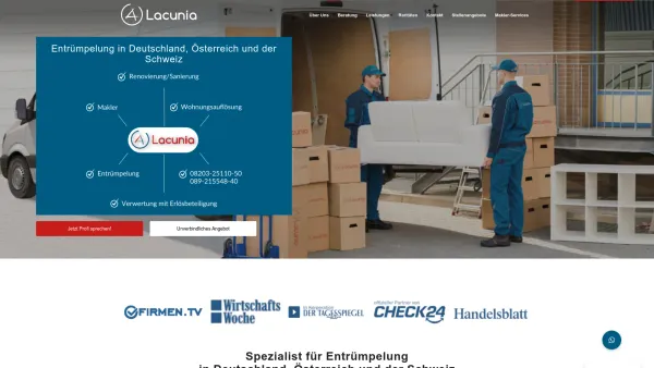Website Screenshot: Lacunia Entrümplung GmbH - Ihr Entrümpler in Augsburg - Date: 2023-06-16 10:10:41