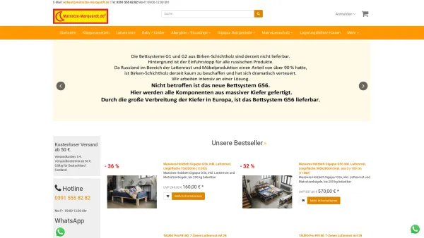 Website Screenshot: Matratze-Marquardt.de GmbH & Co. KG - Bettgestelle auf Maß, Encasings & Klappmatratzen von Matratze-Marquardt - Date: 2023-06-20 10:41:30