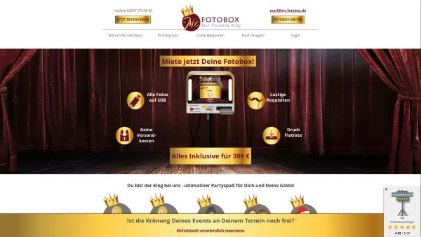 Website Screenshot: Mc Fotobox - Fotobox mieten Mc Fotobox Festpreis SOFORTDRUCK - Fotobox mieten - Der Fotobox-King - Date: 2023-06-20 10:41:31