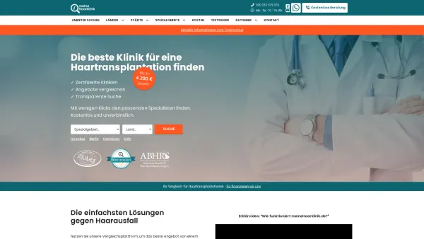 Website Screenshot: TIM Company UG haftungsbeschränkt - Home » meineHaarklinik.de - Date: 2023-06-20 10:41:31