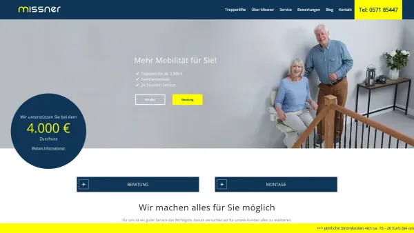 Website Screenshot: Missner Treppenlifte Kundenbetreuer Verl - Neuer Treppenlift ab 2.999 € - Treppenlifte & Treppenlifter - Date: 2023-06-19 21:10:03