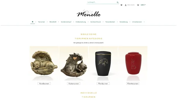 Website Screenshot: Monello Tierurnen - Hochwertige Tierurnen von Monello – Deine Tierurne als Erinnerungsstück | Monello Tierurnen - Date: 2023-06-20 10:41:31