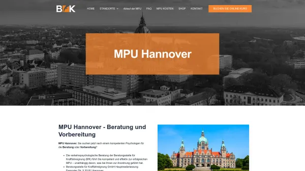 Website Screenshot: BfK MPU Hannover Beratung und Vorbereitung - MPU Hannover - Beratungsstelle für Kraftfahreignung GmbH - Date: 2023-06-20 10:41:31