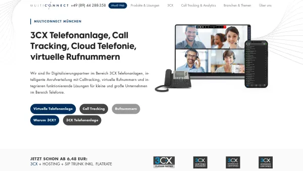 Website Screenshot: Multiconnect GmbH Telekommunikationsunternehmen - Cloud Telefonie, Rufnummern — 3CX Telefonanlage & Call Tracking Multiconnect München - Date: 2023-06-20 10:41:31