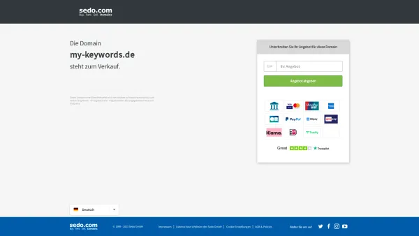 Website Screenshot: Keywords finden - my-keywords.de steht zum Verkauf - Sedo GmbH - Date: 2023-06-16 10:10:41