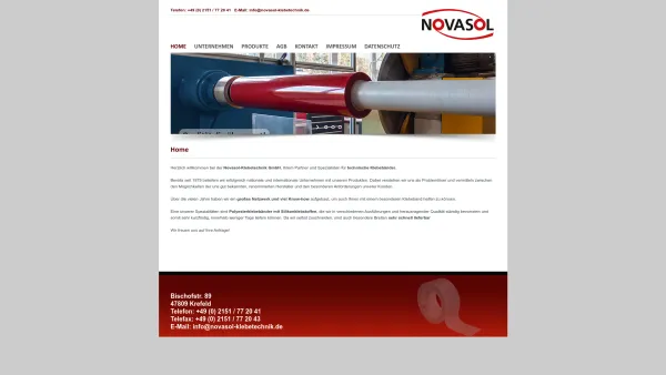 Website Screenshot: Novasol-Klebetechnik GmbH - Home - NOVASOL-Klebetechnik GmbH - Ihr Partner und Spezialist für technische Klebebänder - Date: 2023-06-20 10:41:33