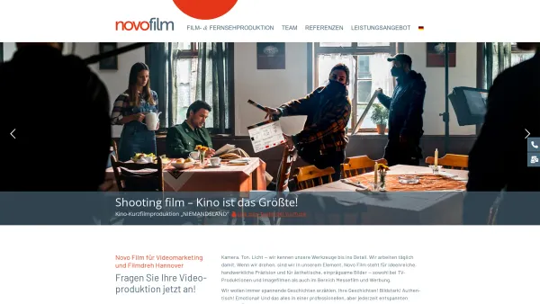 Website Screenshot: Novo Film GmbH Film und Fernsehproduktion - Filmproduktion Videoproduktion Hannover Novo Film GmbH - Date: 2023-06-20 10:41:33