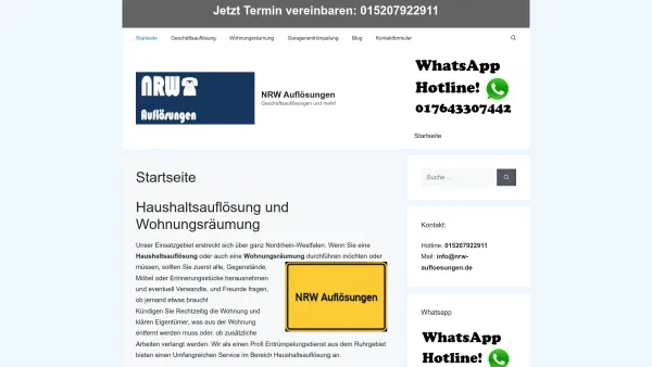 Website Screenshot: Geschäftsauflösung und Büroauflösung NRW - Geschäftsauflösung und Wohnungsräumung in Nordrhein-Westfalen - Date: 2023-06-16 10:10:41
