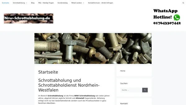 Website Screenshot: NRW Schrottabholung - Schrottabholung und Schrottabholdienst Nordrhein-Westfalen - Date: 2023-06-16 10:10:41
