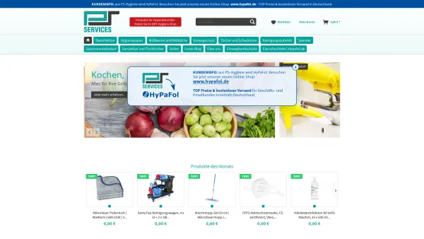Website Screenshot: PS Services - Hygieneartikel online kaufen im Onlineshop - Date: 2023-06-20 10:41:33