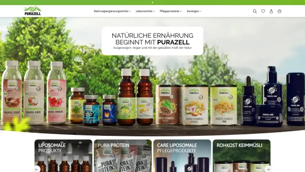 Website Screenshot: Purazell GmbH - Purazell - liposomale Vitamine, gekeimte Bio Rohkost Lebensmittel, laborgeprüft! - Date: 2023-06-20 10:41:36