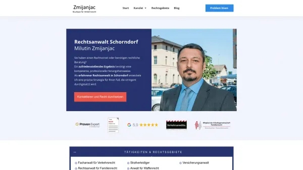 Website Screenshot: Milutin Zmijanjac Rechtsanwalt - Rechtsanwalt Schorndorf § Milutin Zmijanajc | Rufen Sie an! - Date: 2023-06-20 10:41:36