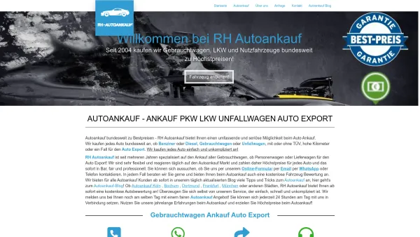 Website Screenshot: RH Autoankauf - Autoankauf - Gebrauchtwagen Ankauf - Unfallwagen verkaufen - Date: 2023-06-16 10:10:44
