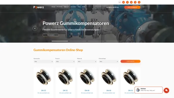 Website Screenshot: Rubber expansion joints Powerz - Gummikompensatoren von Powerz® Online-Shop - Date: 2023-06-16 10:10:44