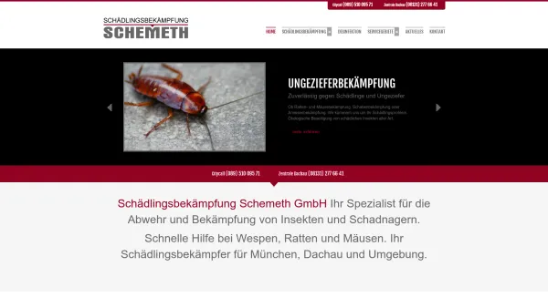 Website Screenshot: Schädlingsbekämpfung Schemeth GmbH - Schädlingsbekämpfung Schemeth GmbH in München, Dachau und Umgebung - Date: 2023-06-20 10:41:36