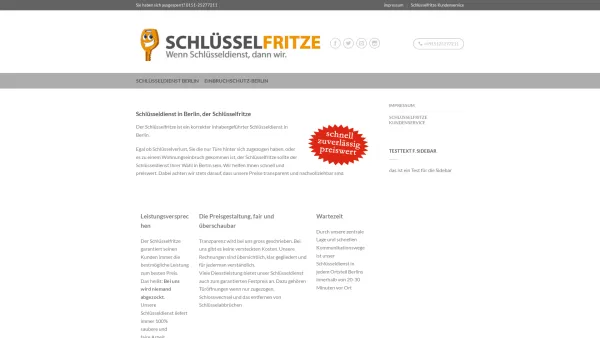 Website Screenshot: Schlüsselfritze Berlin - Schlüsseldienst in Berlin mit garantierten Festpreisen, 24/7 für Sie da - Date: 2023-06-16 10:10:44