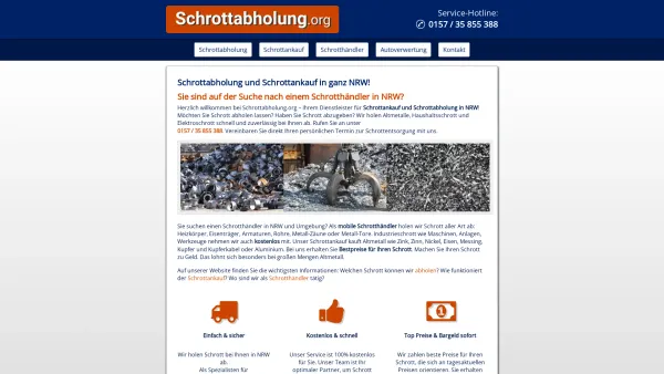 Website Screenshot: Schrottabholung.org - Schrottabholung & Schrottankauf in NRW | 6 Tage die Woche - Date: 2023-06-20 10:41:36
