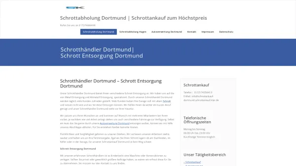 Website Screenshot: Schrottabholung Dortmund - Schrott Entsorgung Dortmund | Schrotthändler Dortmund - Date: 2023-06-16 10:10:44