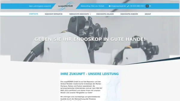 Website Screenshot: scopeREPAIR GmbH - scopeREPAIR GmbH – Endoskop-Reparaturen und gebrauchte Endoskope zu Bestpreisen - Date: 2023-06-20 10:41:36