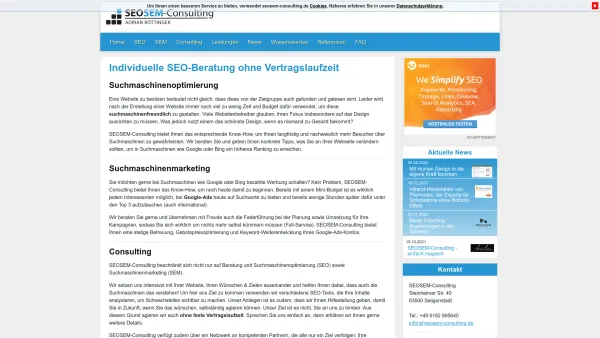 Website Screenshot: SEOSEM-Consulting - Individuelle SEO-Beratung und SEO-Dienstleistungen - Date: 2023-06-16 10:10:44