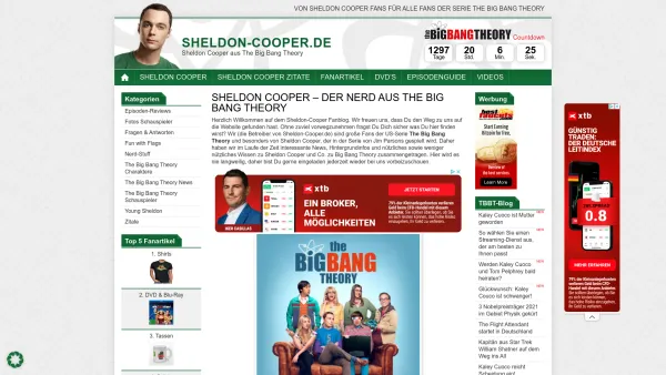 Website Screenshot: Sheldon Cooper Blog - The Big Bang Theory Blog bietet Fans News & mehr zur beliebten Serie - Date: 2023-06-16 10:10:44