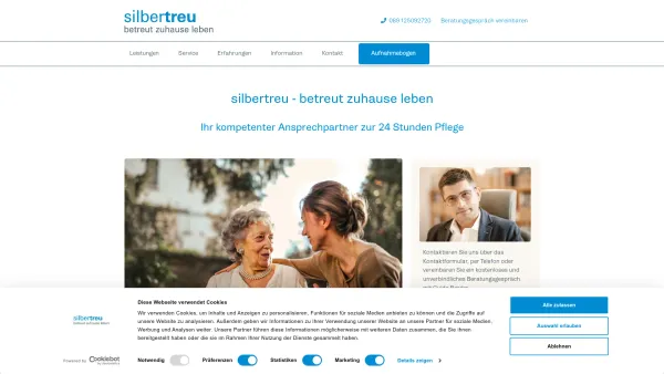 Website Screenshot: silbertreu Betreut Leben GmbH - silbertreu - Ihr kompetenter Ansprechpartner zur 24h Pflege - Date: 2023-06-20 10:41:36