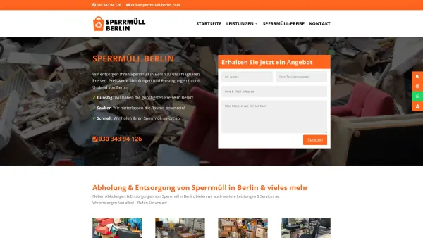 Website Screenshot: Sperrmüll Berlin - Sperrmüll Berlin - kostengünstige Abholung & Entsorgung - Date: 2023-06-20 10:41:39