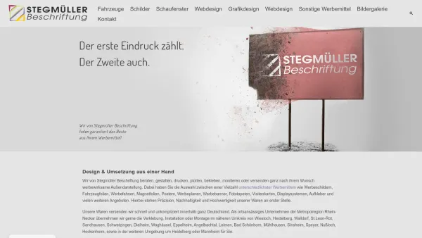 Website Screenshot: Stegmüller Beschriftung - Beschriftung nähe Heidelberg - Klebefolie und Digitaldruck - Date: 2023-06-16 10:10:44