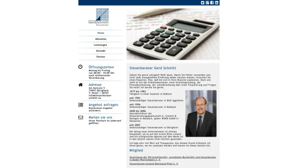 Website Screenshot: Steuerberater Gerd Schmitt - Steuerberater Gerd Schmitt › Selbstständiger Steuerberater in Obrigheim - Date: 2023-06-20 10:41:39