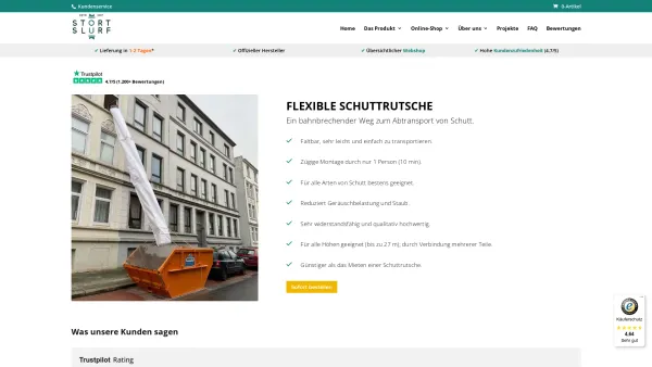 Website Screenshot: Stortslurf - Schuttrutsche Flexibel | Faltbar, Einfach und Leicht - Date: 2023-06-20 10:41:39