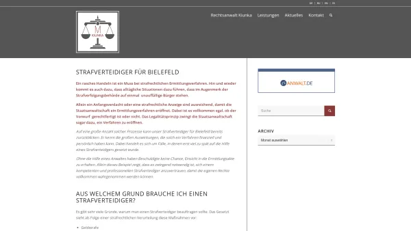 Website Screenshot: Kanzlei Rudolph Bielefeld - Ihr Strafverteidiger für Bielefeld | Rechtsanwalt Matthias Kiunka - Date: 2023-06-16 10:10:44