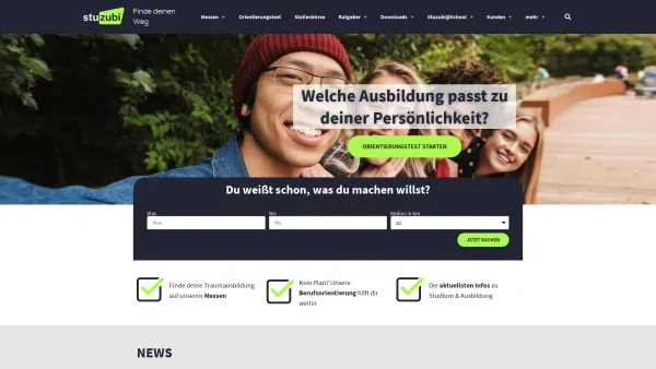 Website Screenshot: Stuzubi GmbH - Stuzubi | Finde deinen Weg | Alles zur Berufsorientierung - Date: 2023-06-20 10:41:39