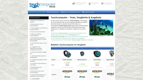 Website Screenshot: Tauchcomputer Ratgeber - lI❶Il Tauchcomputer Test - Die besten Tauchcomputer im Vergleich - Date: 2023-06-16 10:10:44