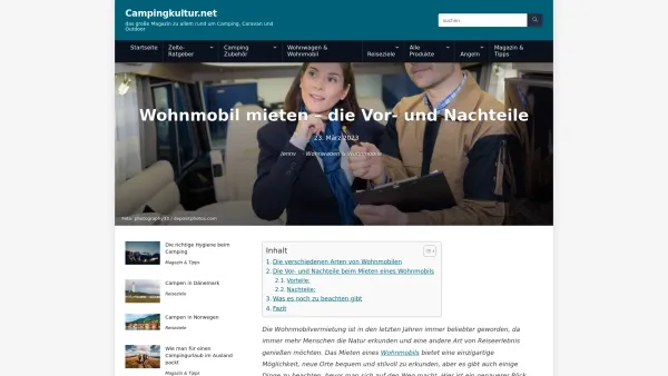 Website Screenshot: Taunuscamper Wohnmobilvermietung - Wohnmobil mieten - die Vor- und Nachteile - Campingkultur - Date: 2023-06-20 10:41:39
