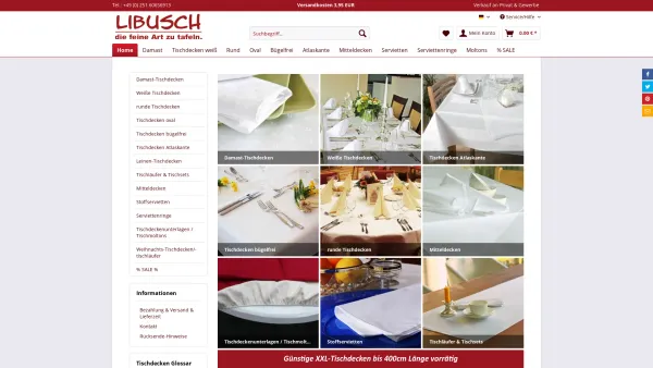 Website Screenshot: Tischdecken-Shop Libusch - Weiße Tischdecken bis 400cm | Tischdecken-Shop LIBUSCH - Date: 2023-06-20 10:41:39
