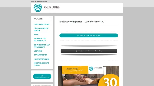 Website Screenshot: Medizinische Massagen Wuppertal - Medizinische Massagen Wuppertal - Ulrich Thiel. - Date: 2023-06-20 10:41:39
