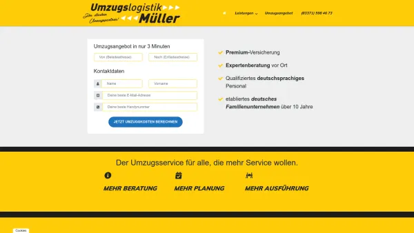 Website Screenshot: Müllers Umzugsunternehmen Luckenwalde - Umzugslogistik Müller - macht's möglich. Umzugsunternehmen - Date: 2023-06-20 10:41:39